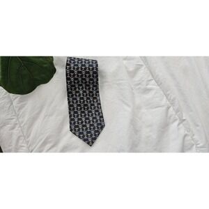 Guinness Made in Italy 100% silk COMO tie blue gold‎ geometric design
